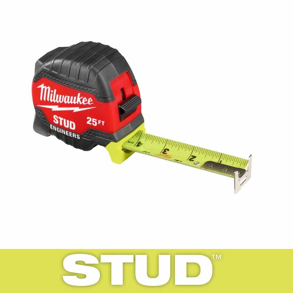 Milwaukee 48-22-1425E 25ft STUD Tape Measure w Engineer's Scale Hi-Vis Blade