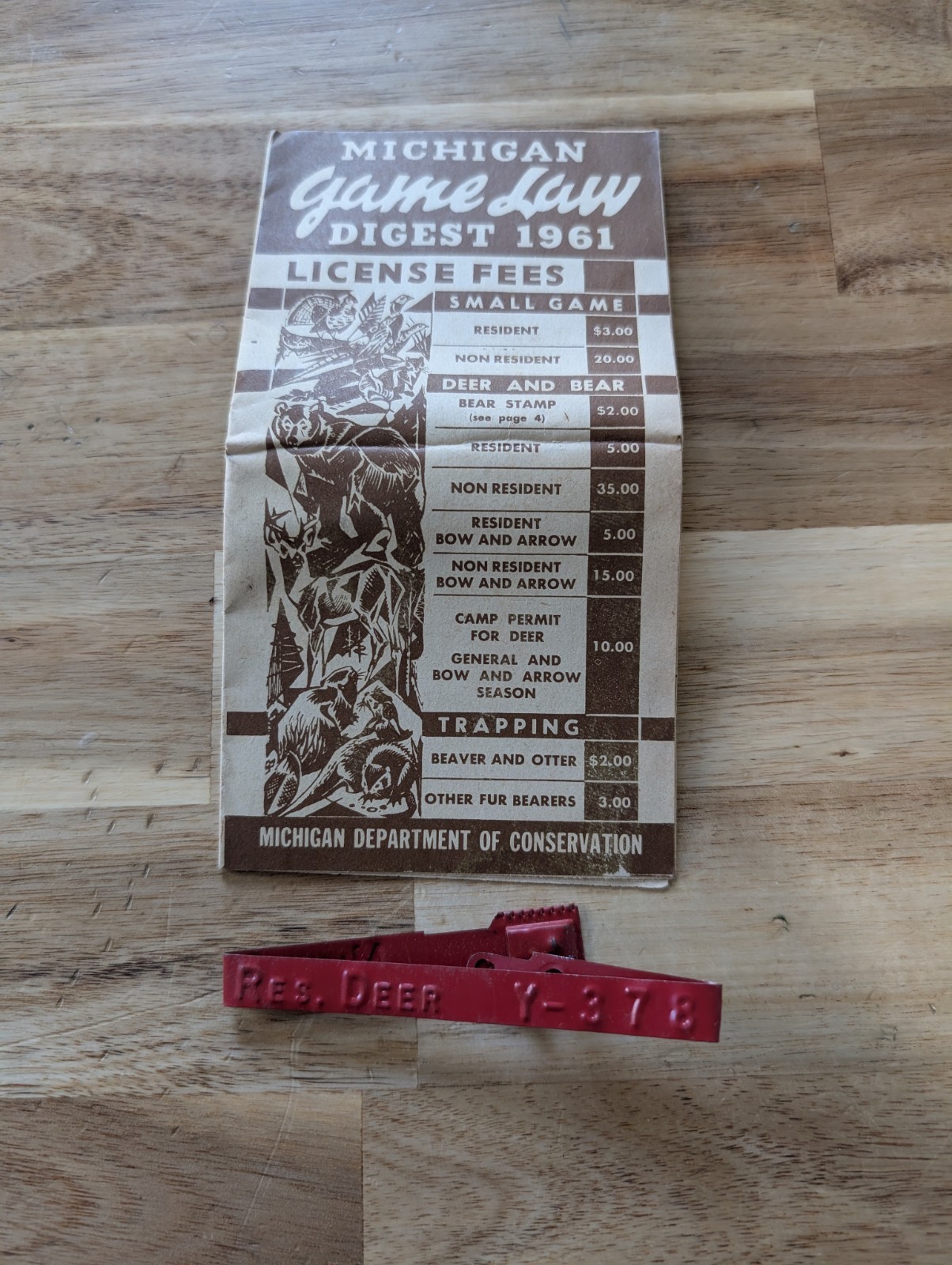 1961 Michigan Game Law Digest License Fees Hunting Litho Ephemera