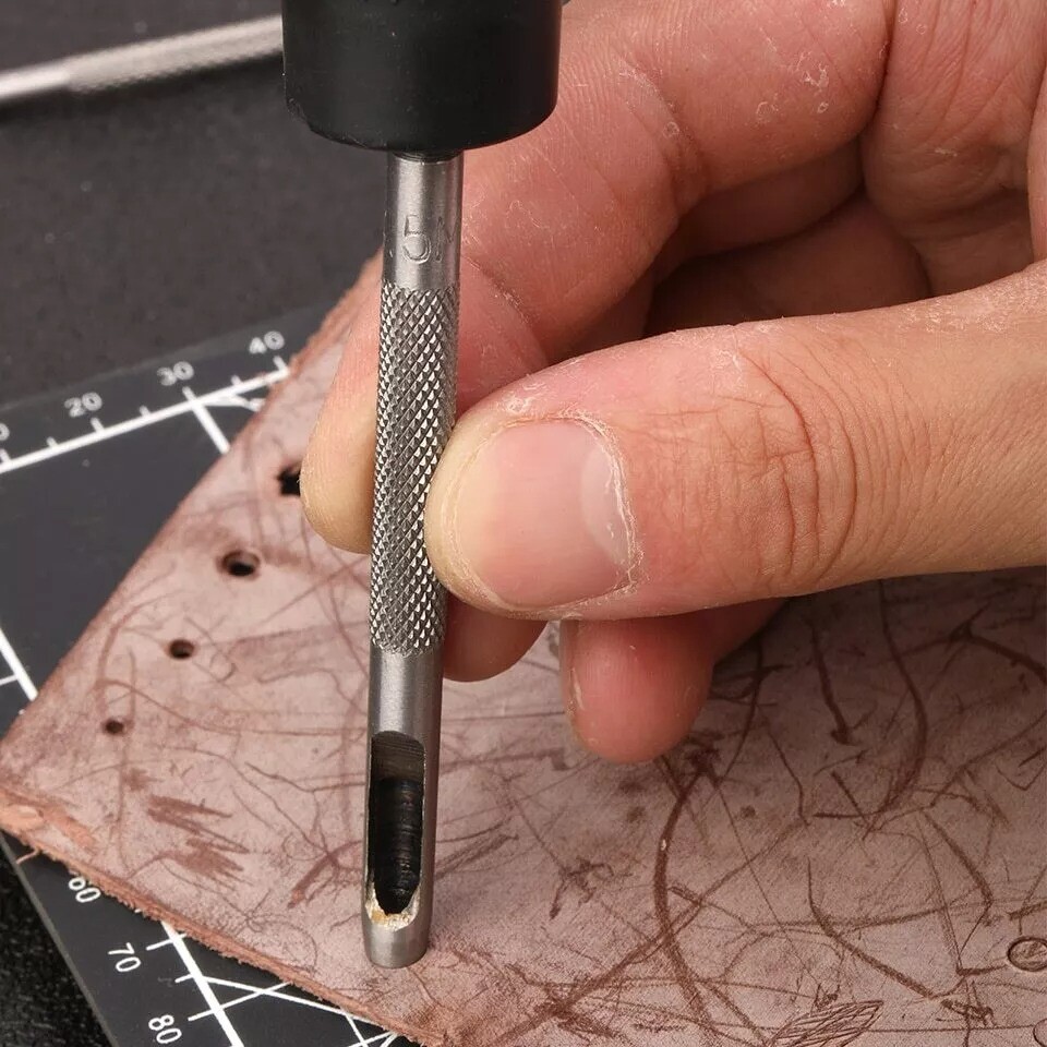 1-11mm Leather Hole Punch Round Steel Hole Punch Set Leather Punch Tool for Belt