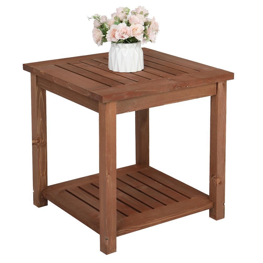18" Patio Side End Table Weather Resistant Outdoor Square Tables Portable Home