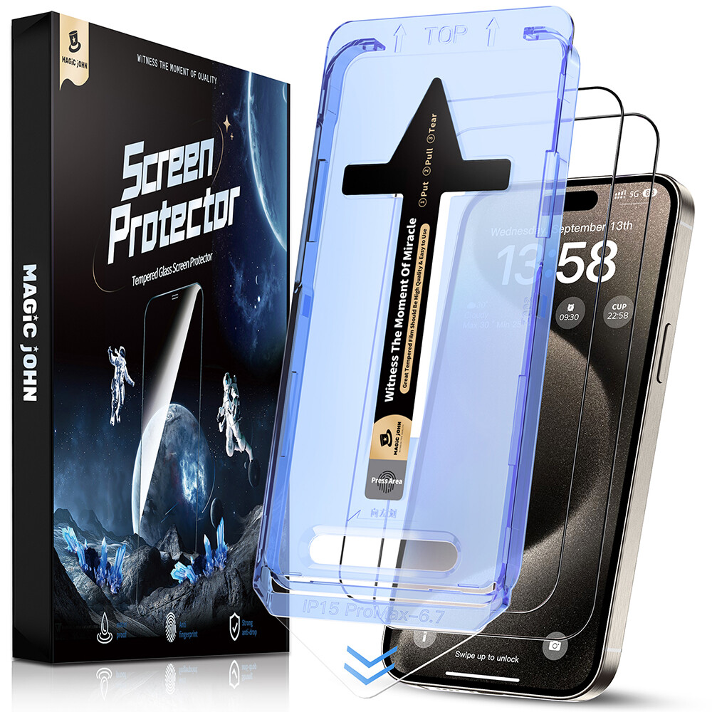 MAGIC JOHN Tempered Glass Screen Protector For iPhone 17 16 15 14 13 12 11ProMax