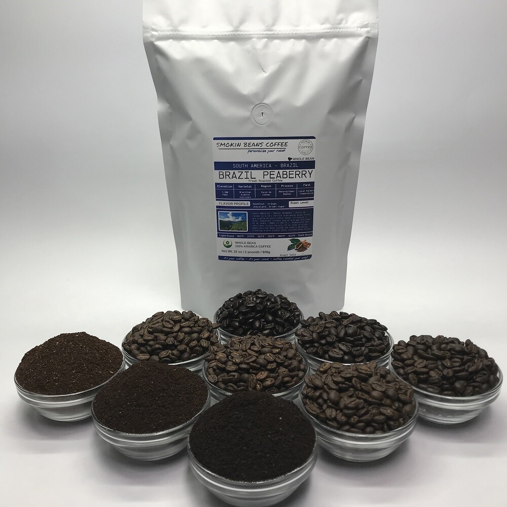 8oz/5lb - Brazil Peaberry – South America – Fresh Roasted To Order Coffee