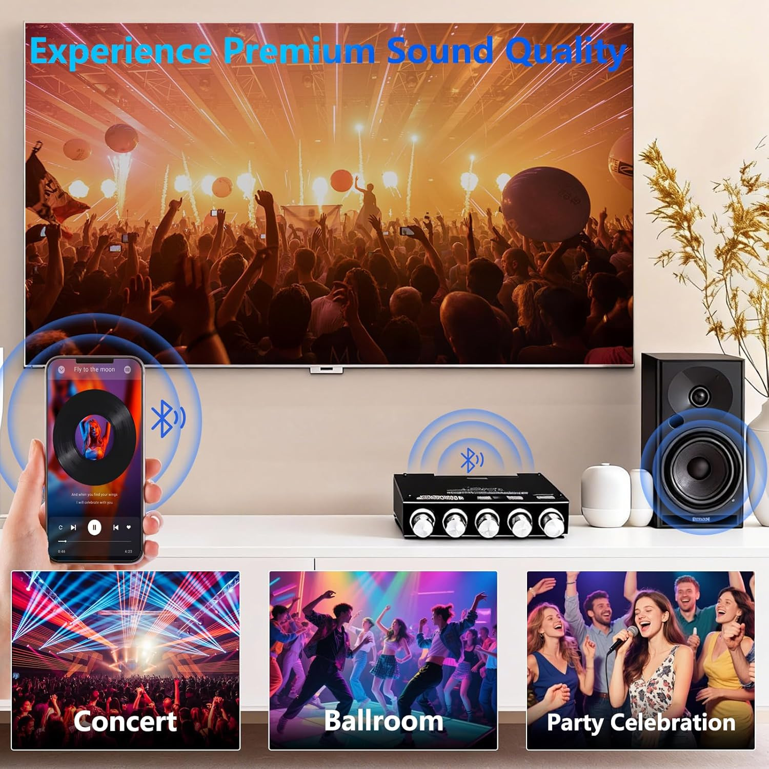 Bluetooth 5.1 Audio Stereo Amplifier Board,200W Hifi 2.1 Channel Mini Subwoofer