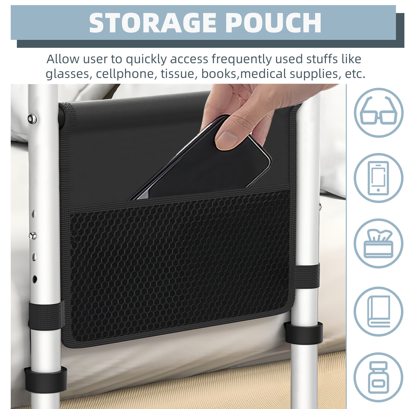 Bed Rails for Elderly Adults with Floor Support, Bed Side Assist Rail for Senior