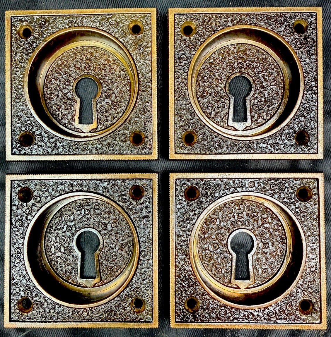 Russell and Erwin Amarat Damascene Victorian Pocket Door Sliding Door Set Square