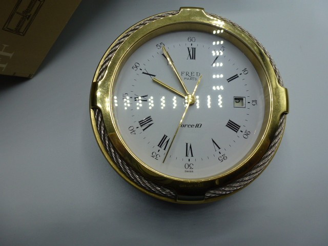 FRED of PARIS Joaillier Collection DESK Clock SILVER AND GOLD W/Box FORCE 10
