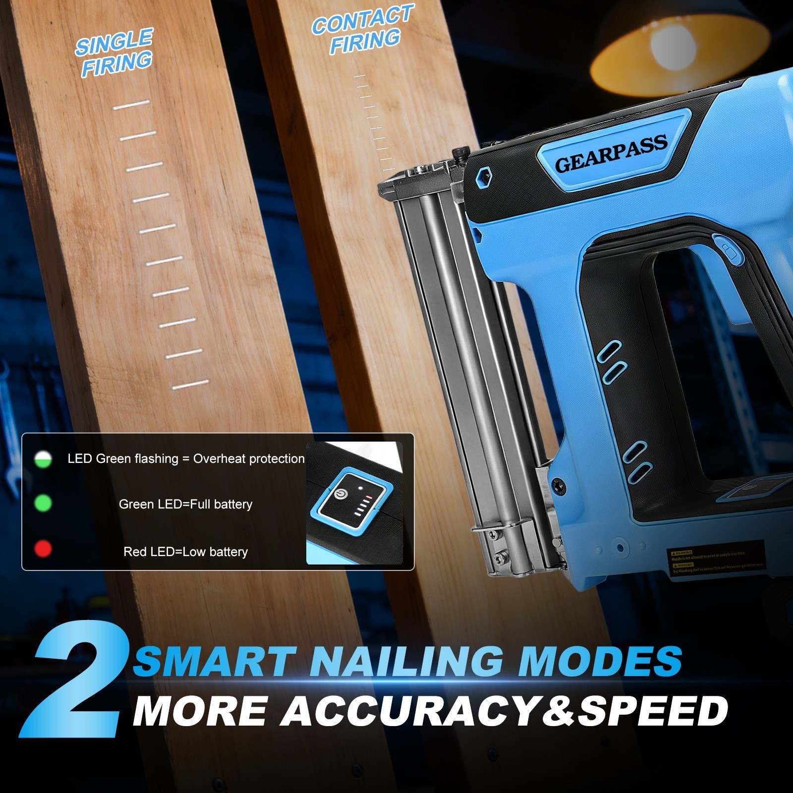 21V 2 in 1 Cordless Nail Gun Brad Nailer with 18 GA w/ Charger & 2 Batteries