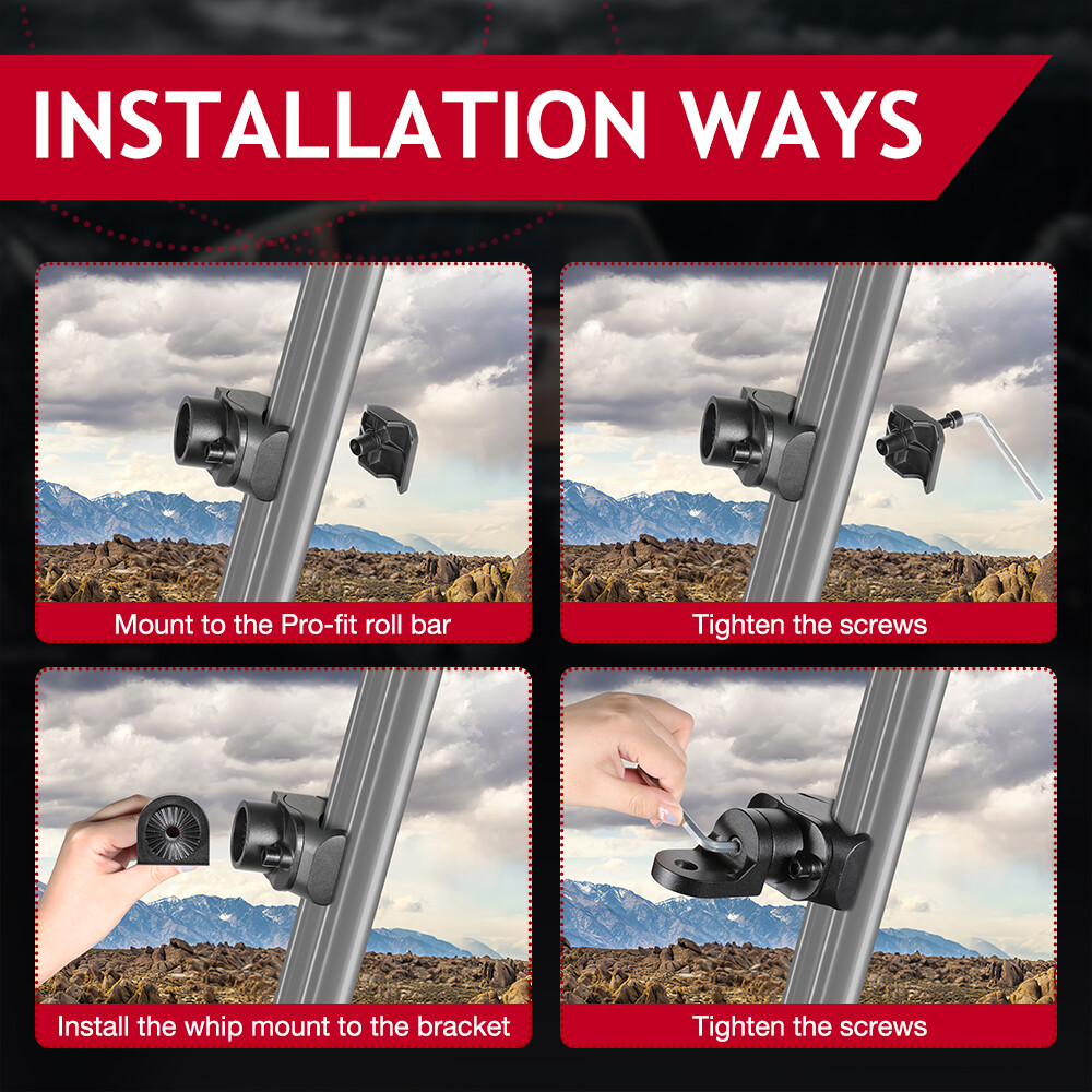 For CFMOTO UFORCE 600 1000 UTV LED Whip Light Mount Clamp Pro-fit Cage SXS CNC