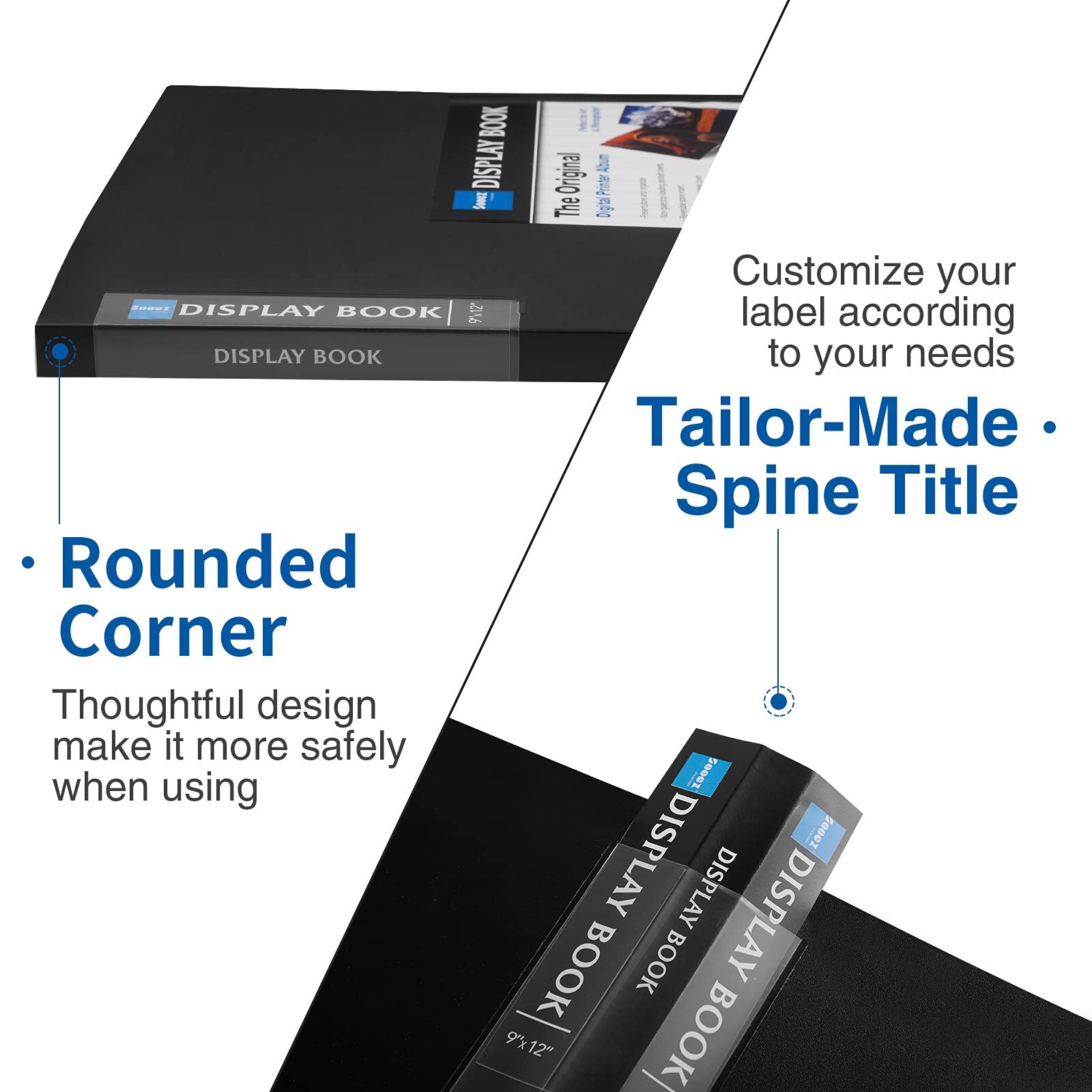 30-Pocket Art Portfolio Binder – 9x12 Black, Display 60 Pages, Presentation Book