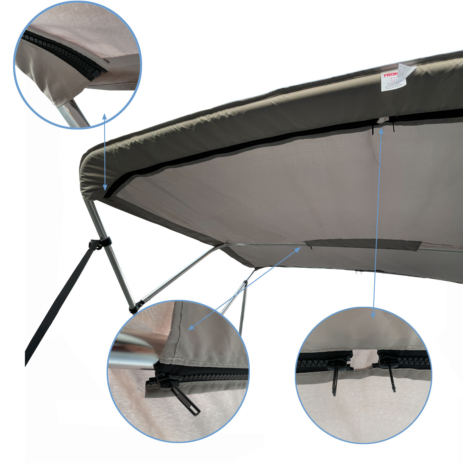 Pontoon Boat 4 Bow Bimini Top Replacement Canvas fabric 8 or 10 Feet w/ boot