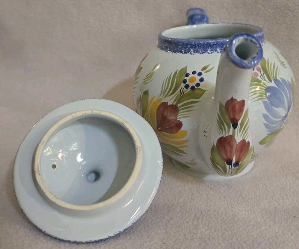 Vintage Henriot Quimper HB French Faience Fleuri Royal Teapot Cottagecore MINT