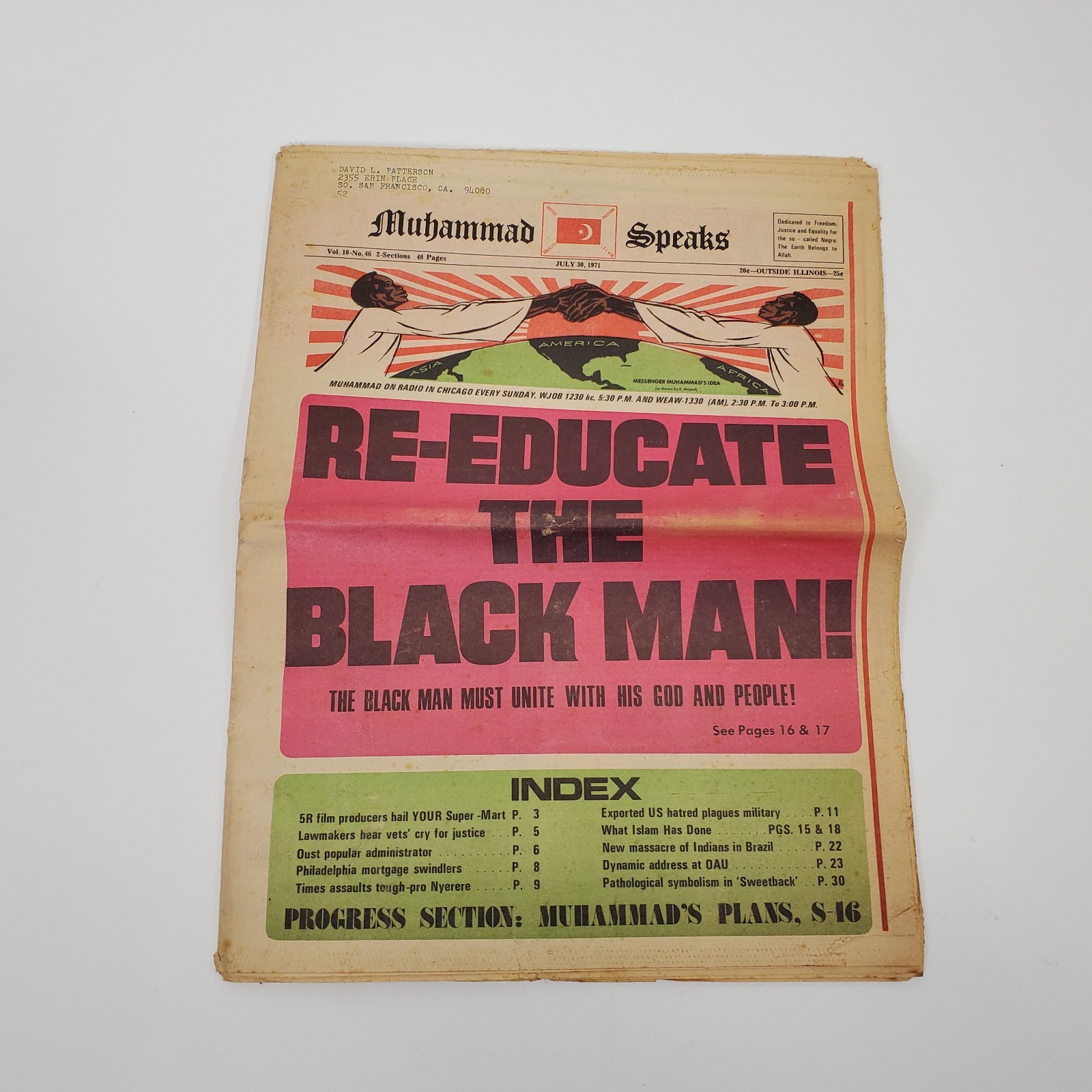 Muhammad Speaks Newspaper July 30 1971 Nation of Islam Black History VTG