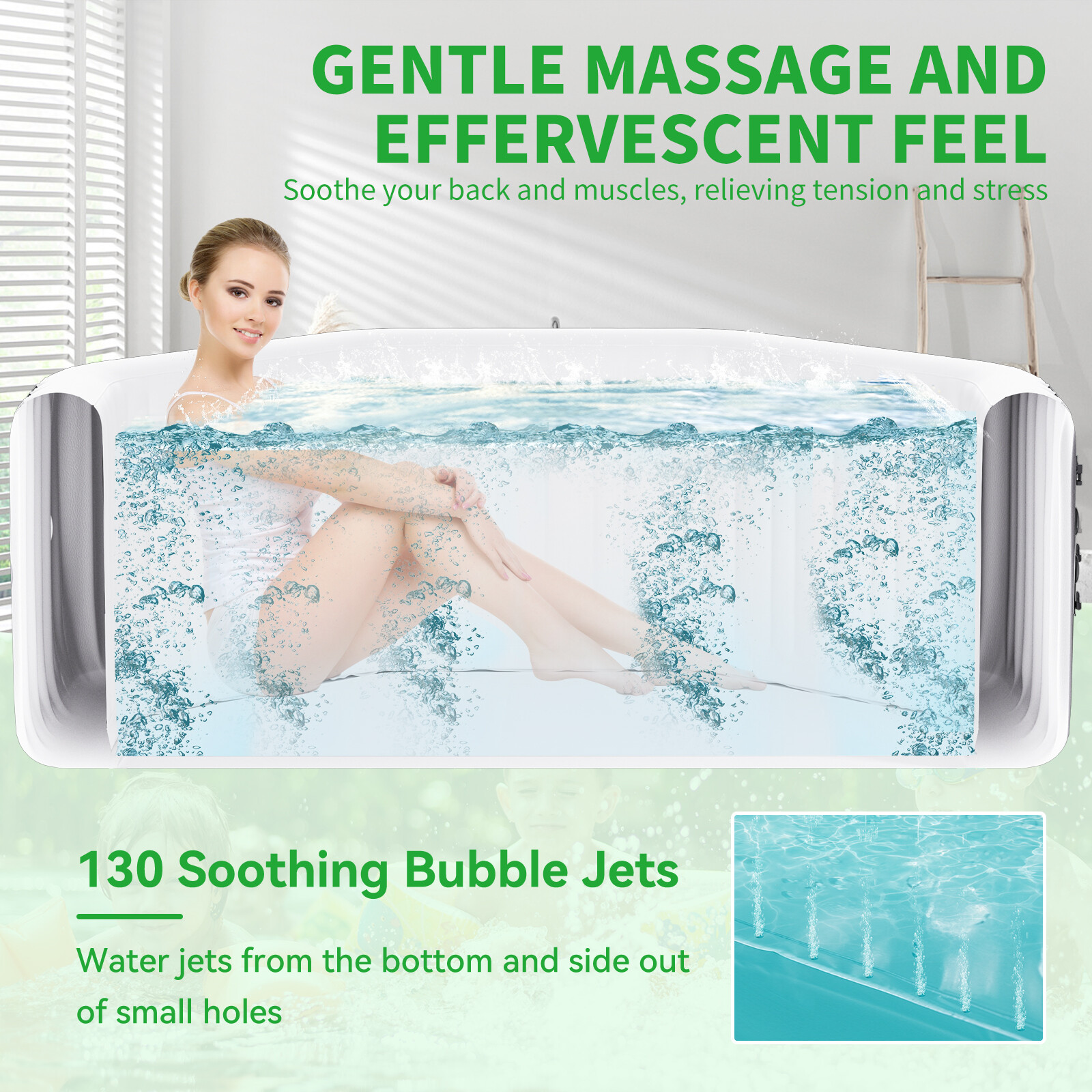 NAIZEA 6 Person Octagon Inflatable Hot Tub 130Air Jet Large Hot Tub 77"x77"x25"