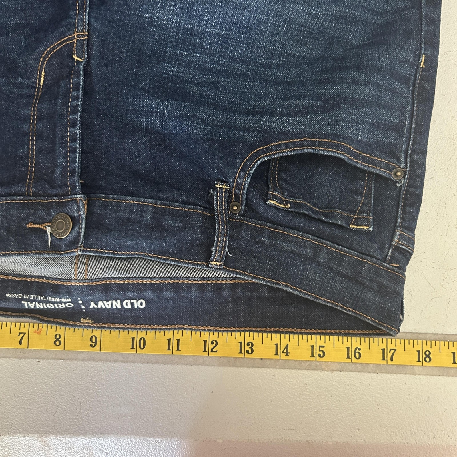 Old Navy Original Straight Jeans Womens 12 Blue Dark Wash Mid Rise Stretch