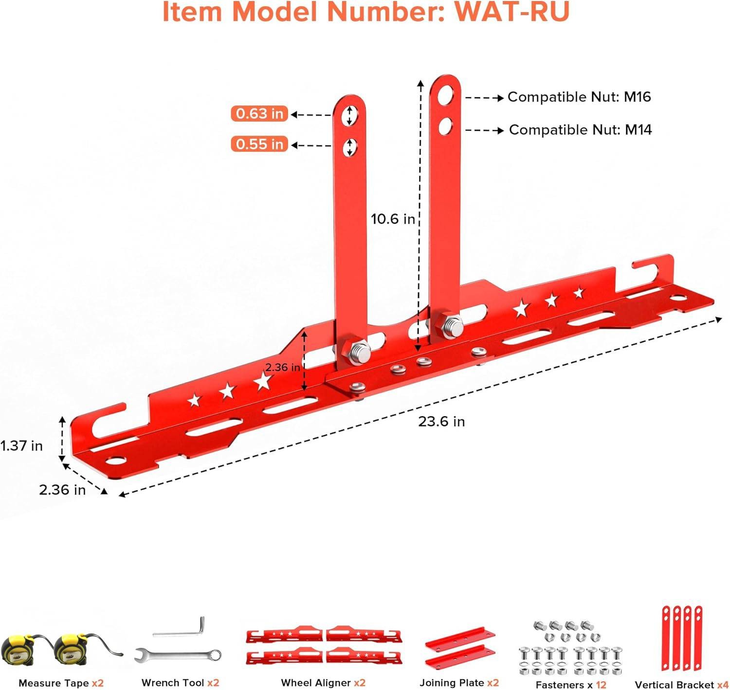 2Pcs Upgraded Wheel Toe Alignment Tool Plate Kit with Measuring Tapes - Red NEW