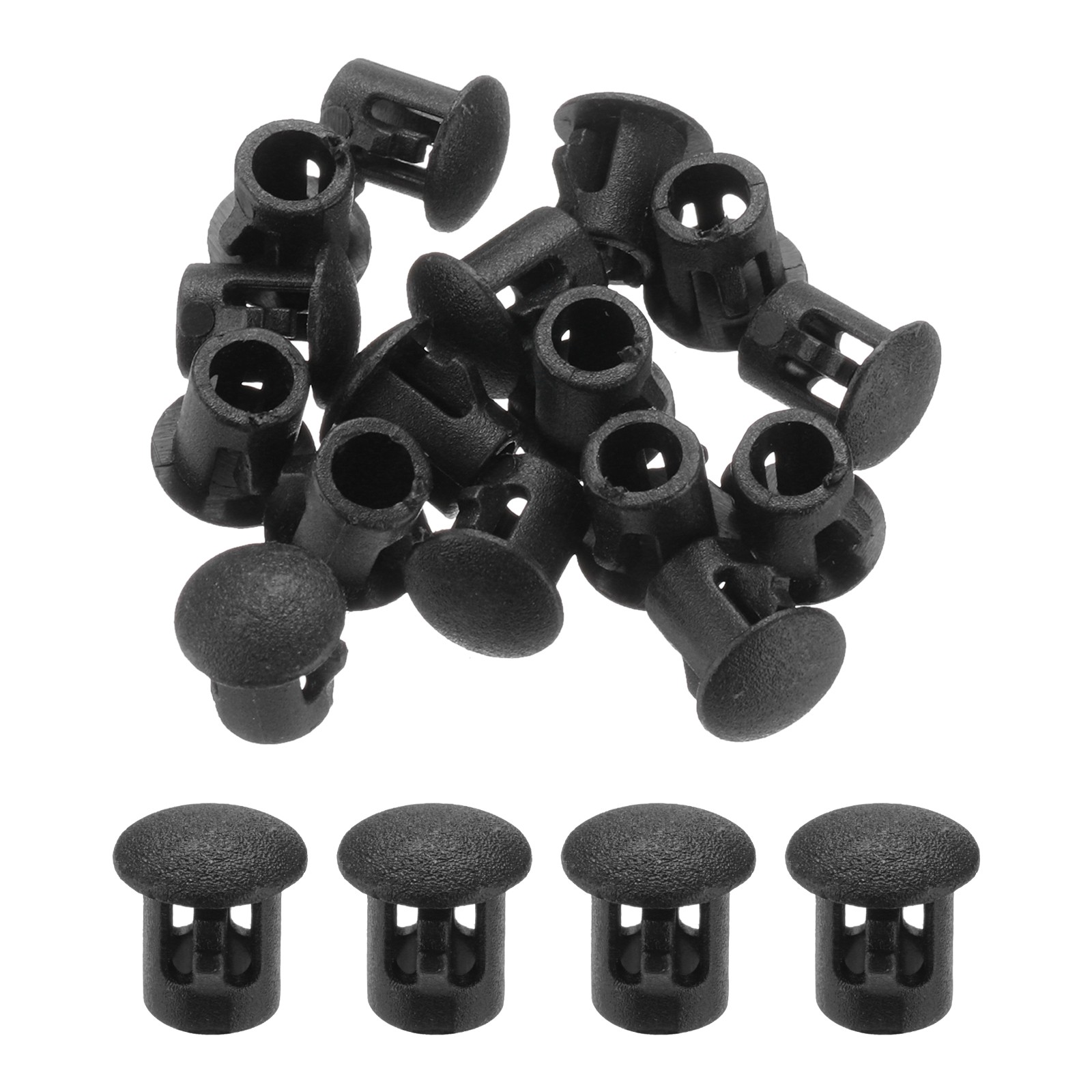 32Pcs 7mm(1/4") Black Nylon Plastic Round Locking Hole Plugs Insert End Caps