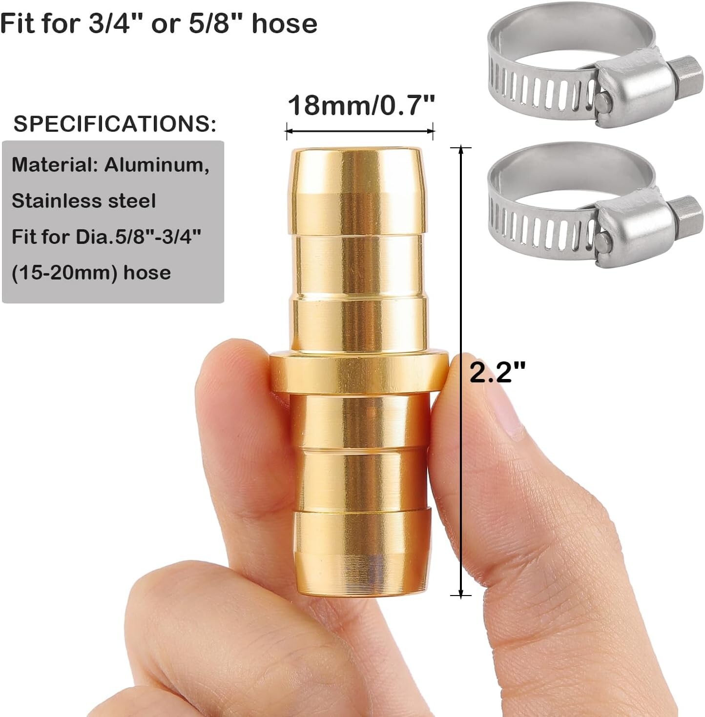 4 Pack Garden Hose Connector Repair Mender Kit With Stainless Clampfits 3/4"5/8"