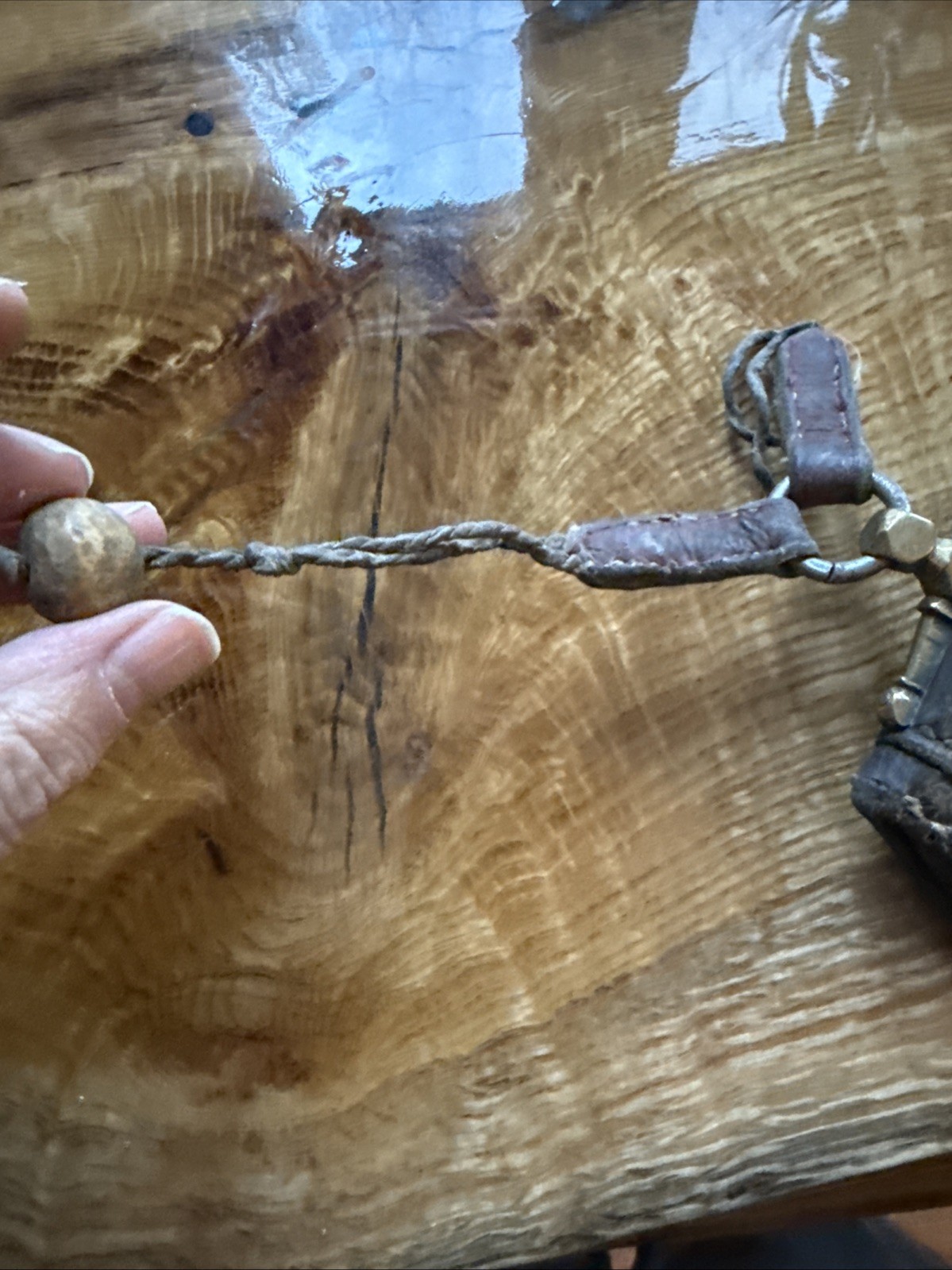 Old Antique Tibetan “ Mechak “ Flint Striker Red Coral Bead Leather Pouch Purse