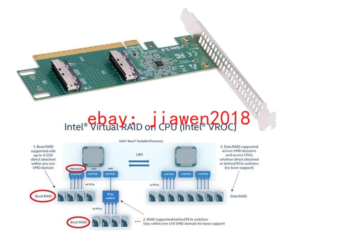 PCIe5.0 x16 to MCIO 8i SFF-TA-1016 X16 to X8 X8 Bifurcation Adapter Riser Card