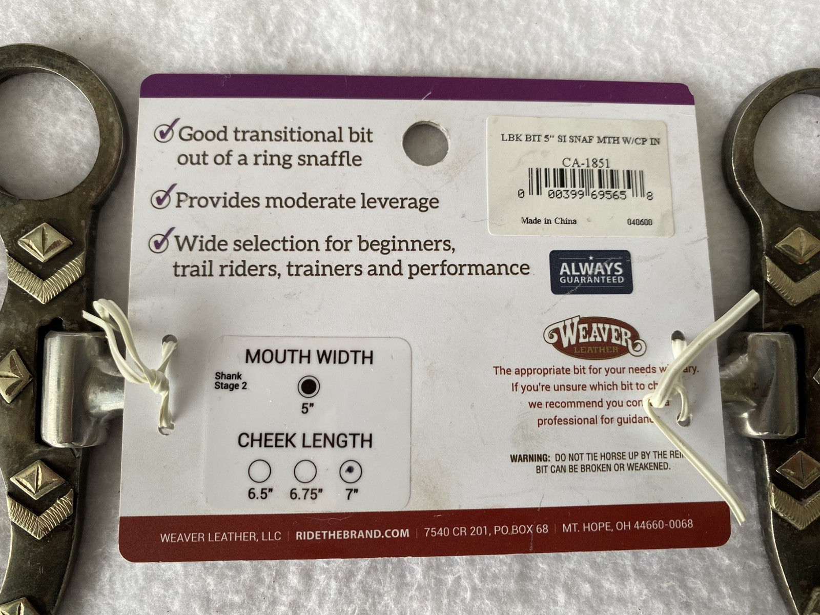 NEW Weaver Silver Mounted Pro Shank Series Heavy Steel Snaffle Bit~SHOW~RANCH