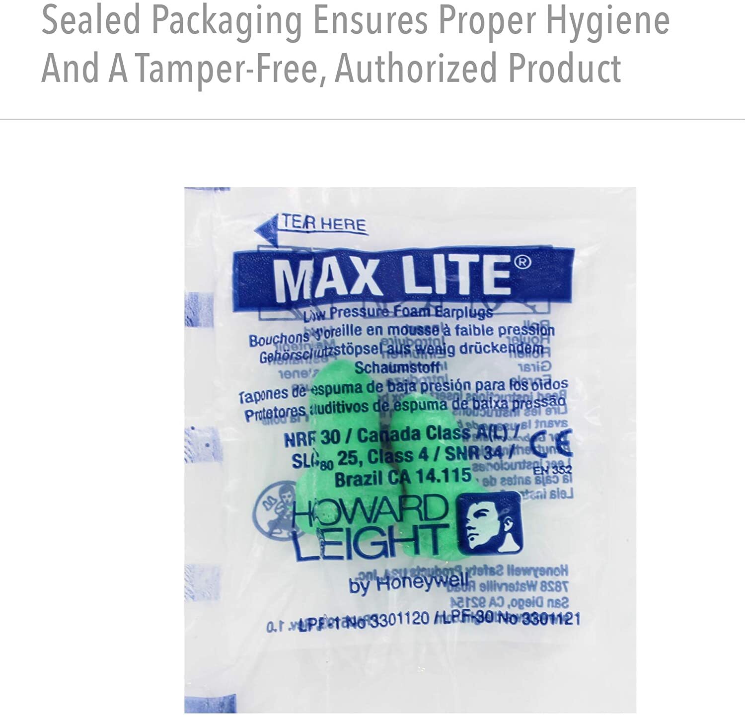 Howard Leight Honeywell LPF1 Max Lite Earplugs Uncorded Select Quantity