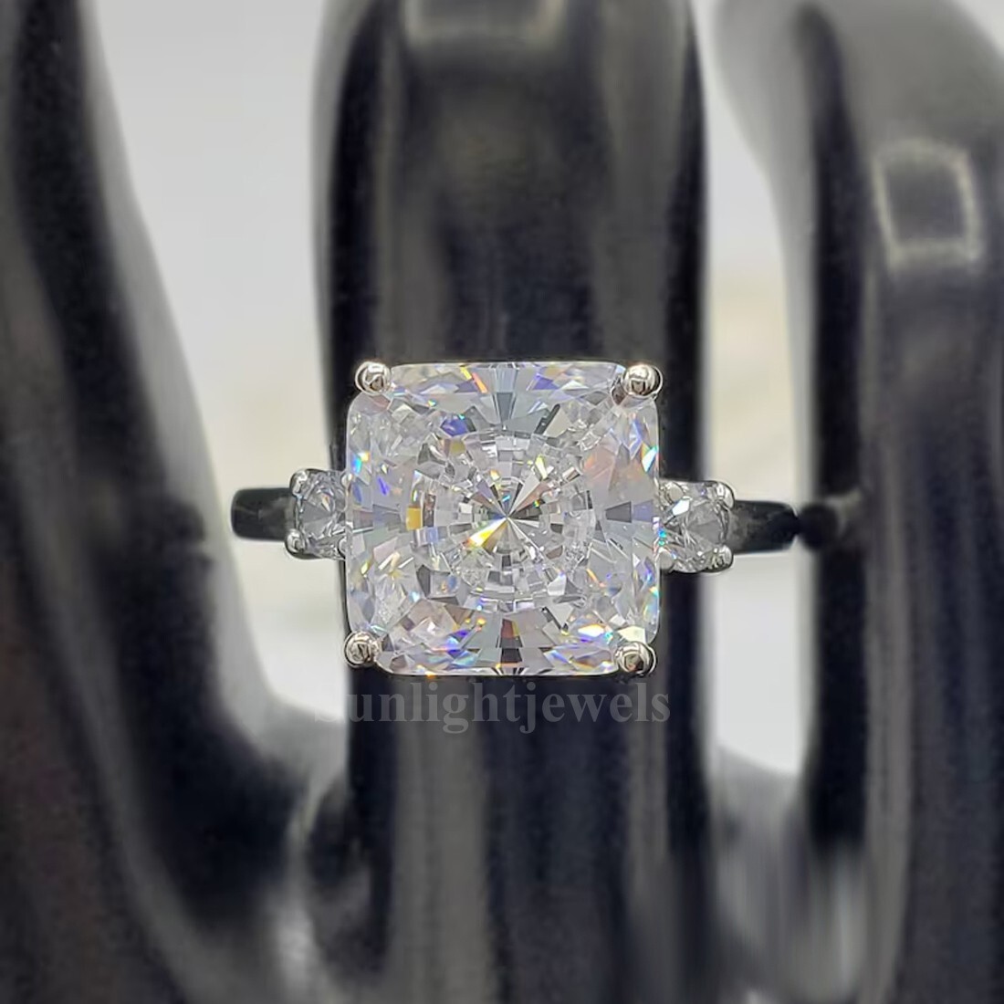 5 Ct Certified Radiant Cut Off White Treated Diamond 925 Silver Ring Great Shine