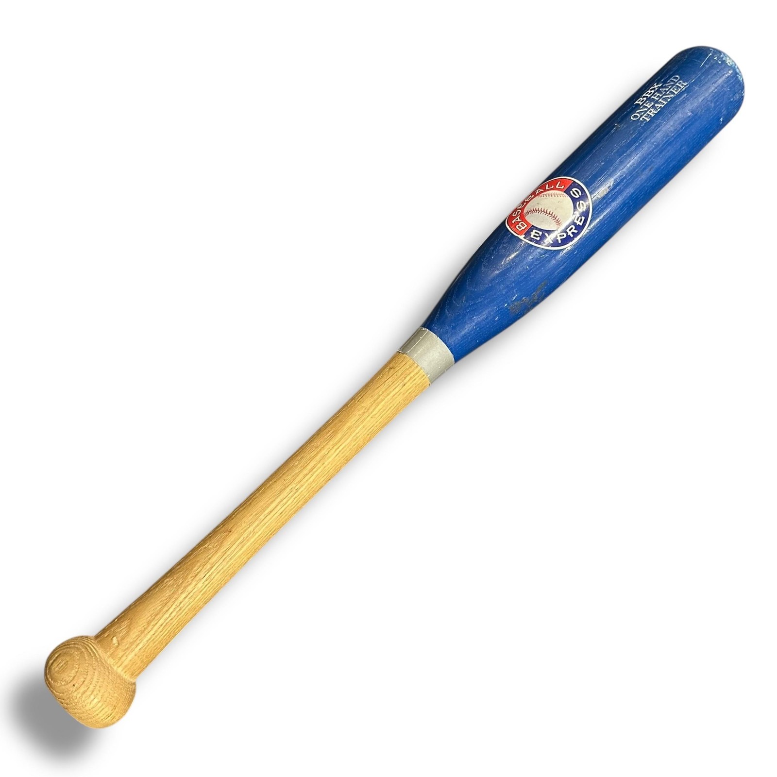 BBX One Hand Trainer Baseball Express Wooden Training Bat Blue Natural Grip 20"