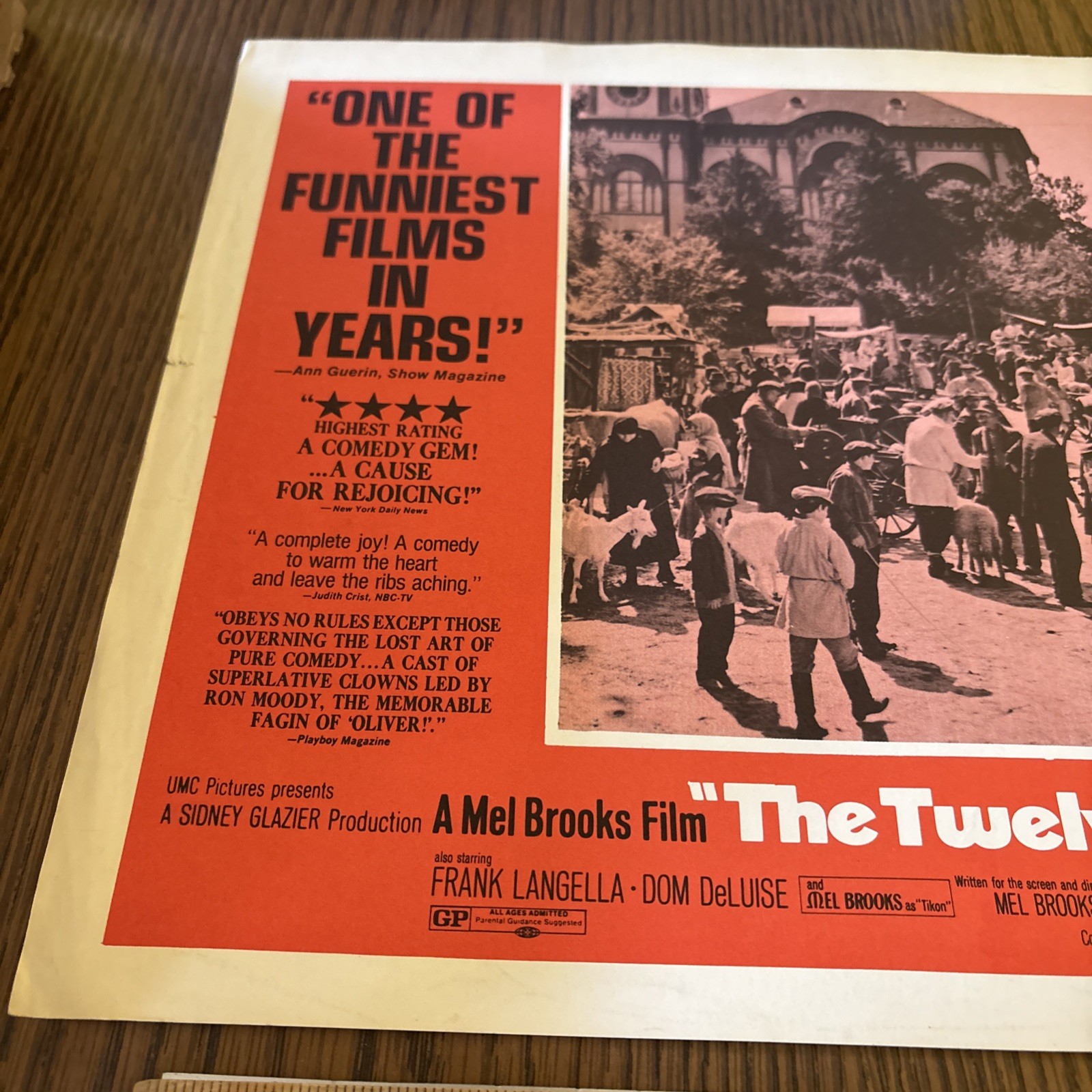 Vintage The Twelve Movie Lobby Card - Rare Mel Brooks Ron Moody Dom DeLuise