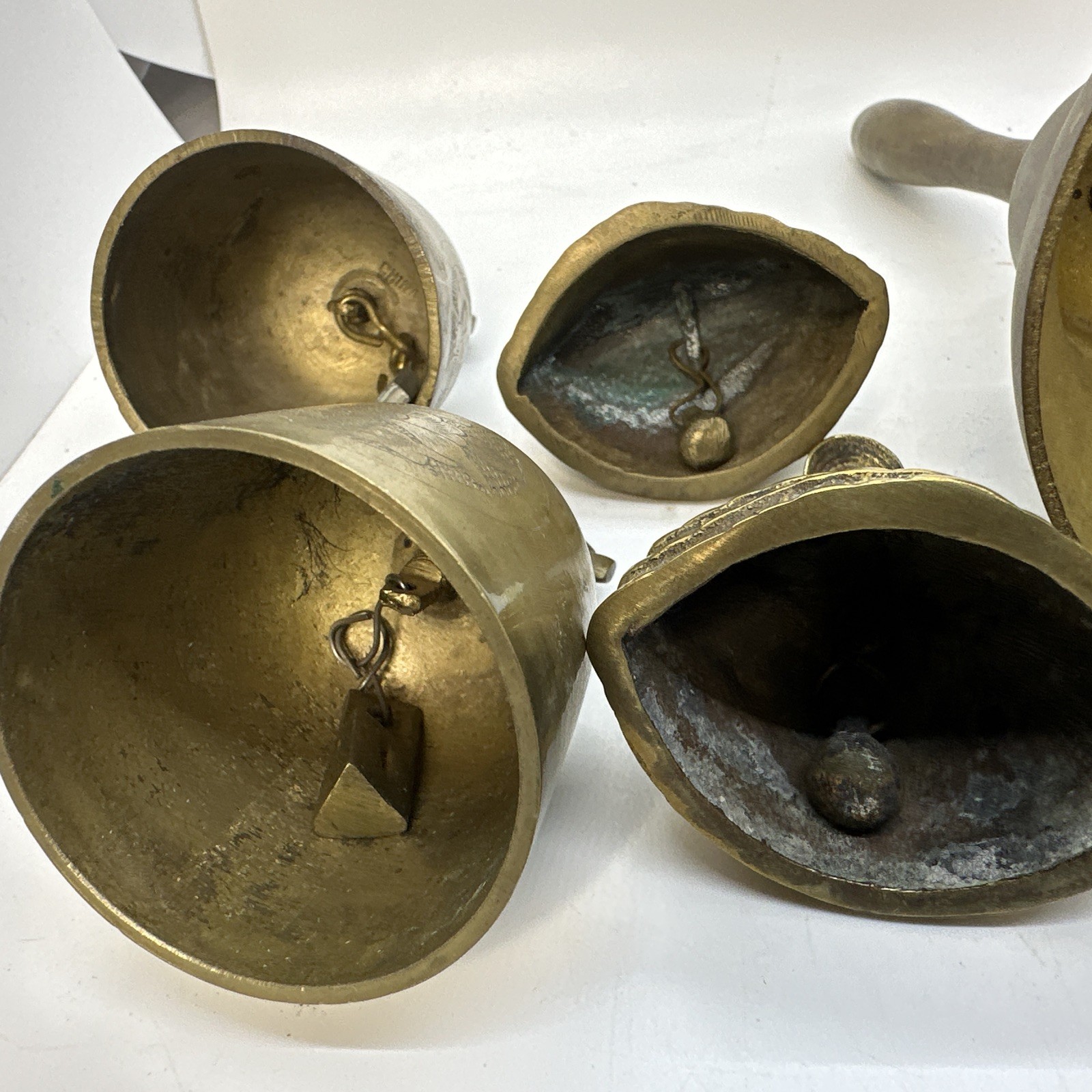 Lot of 11 Vintage Antique Hand Bell Mixed Estate Etched Fish Brass Lady Woman
