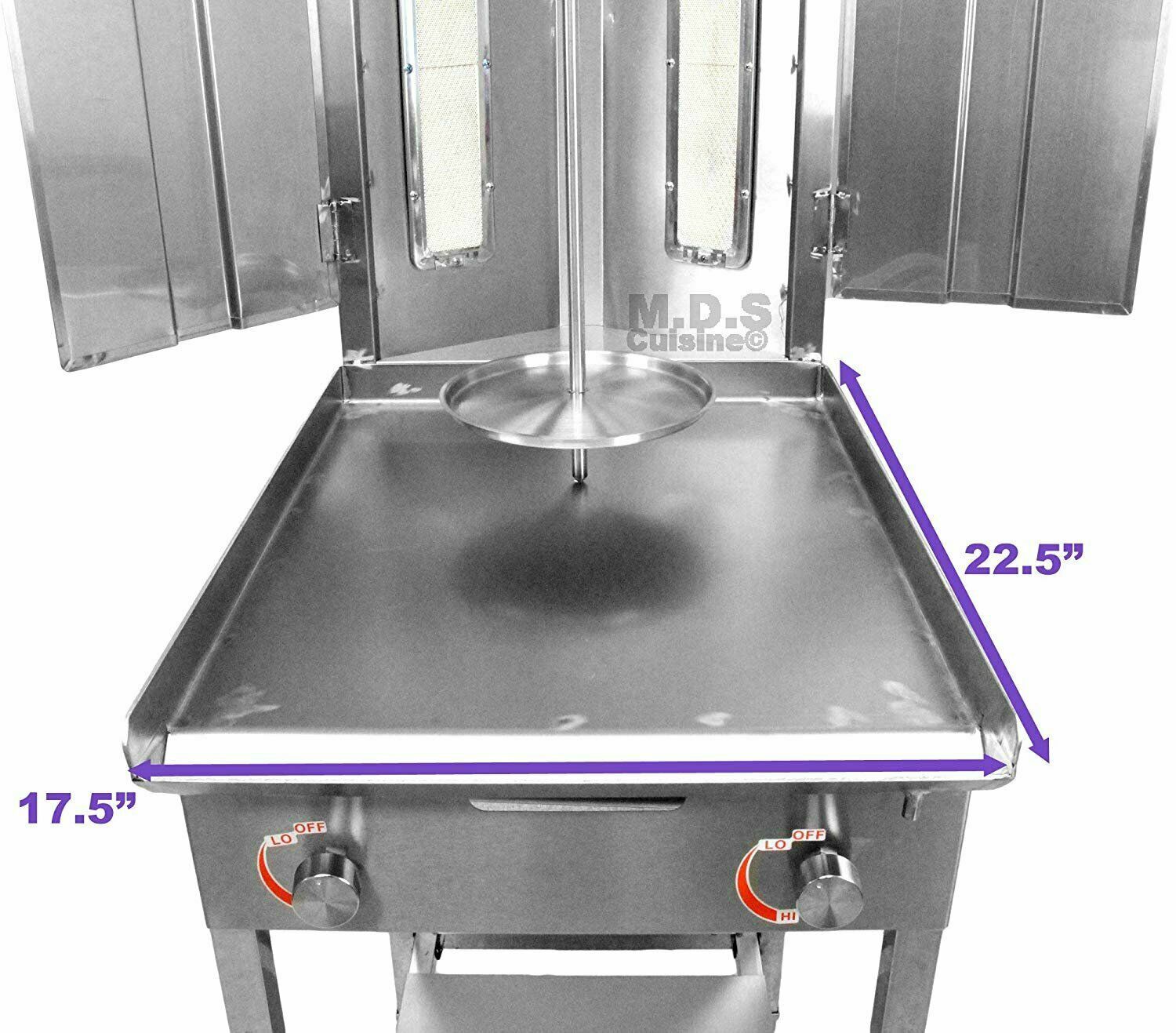 NEW Trompo Tacos Al Pastor Stainless Steel Shawarma Griddle Cooker Propane 2B