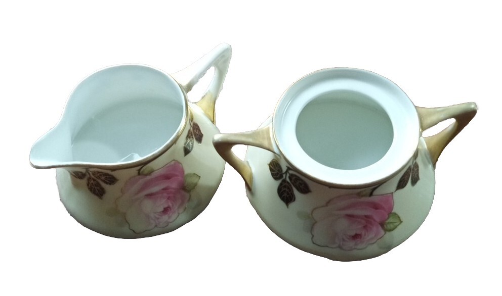 Antique - Z.S. & Co Bavaia Royal Munich, Hand Painted Creamer and Sugar Bowl