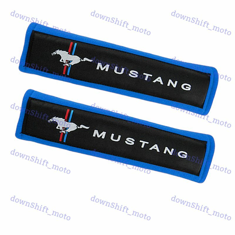 2PCS Blue Soft Car Seat Belt Shoulder Cushion Cover Pad Fit For Mustang Auto New