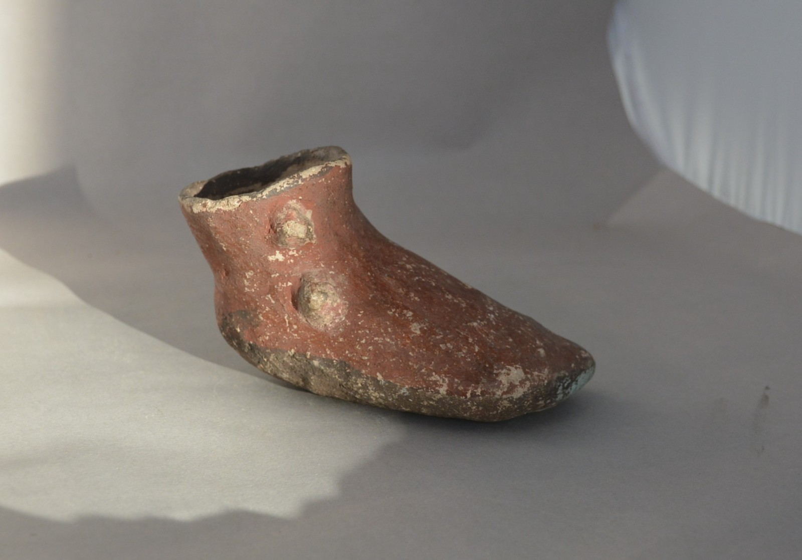 Rare Large Old Zuni Single Moccasin Pottery Shoe - 6" long - Circa. pre 1900