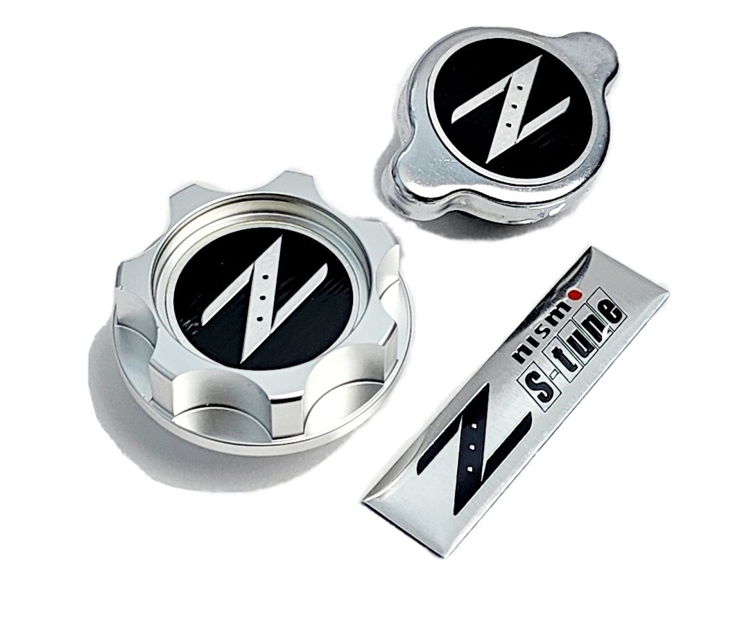 RADIATOR CAP + OIL CAP SILVER BDC STYLE FOR NISSA Z 300ZX 350Z 370Z ENGINE JDM 