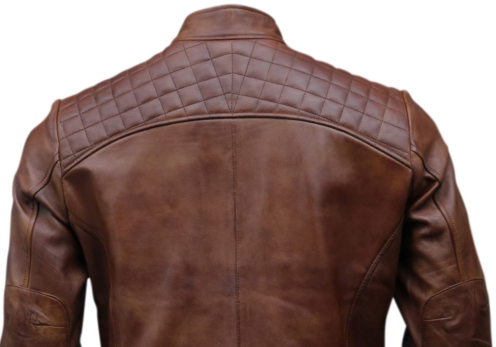Men's Café Racer Biker Leather Jacket Black Brown Motorcycle Genuine Leather