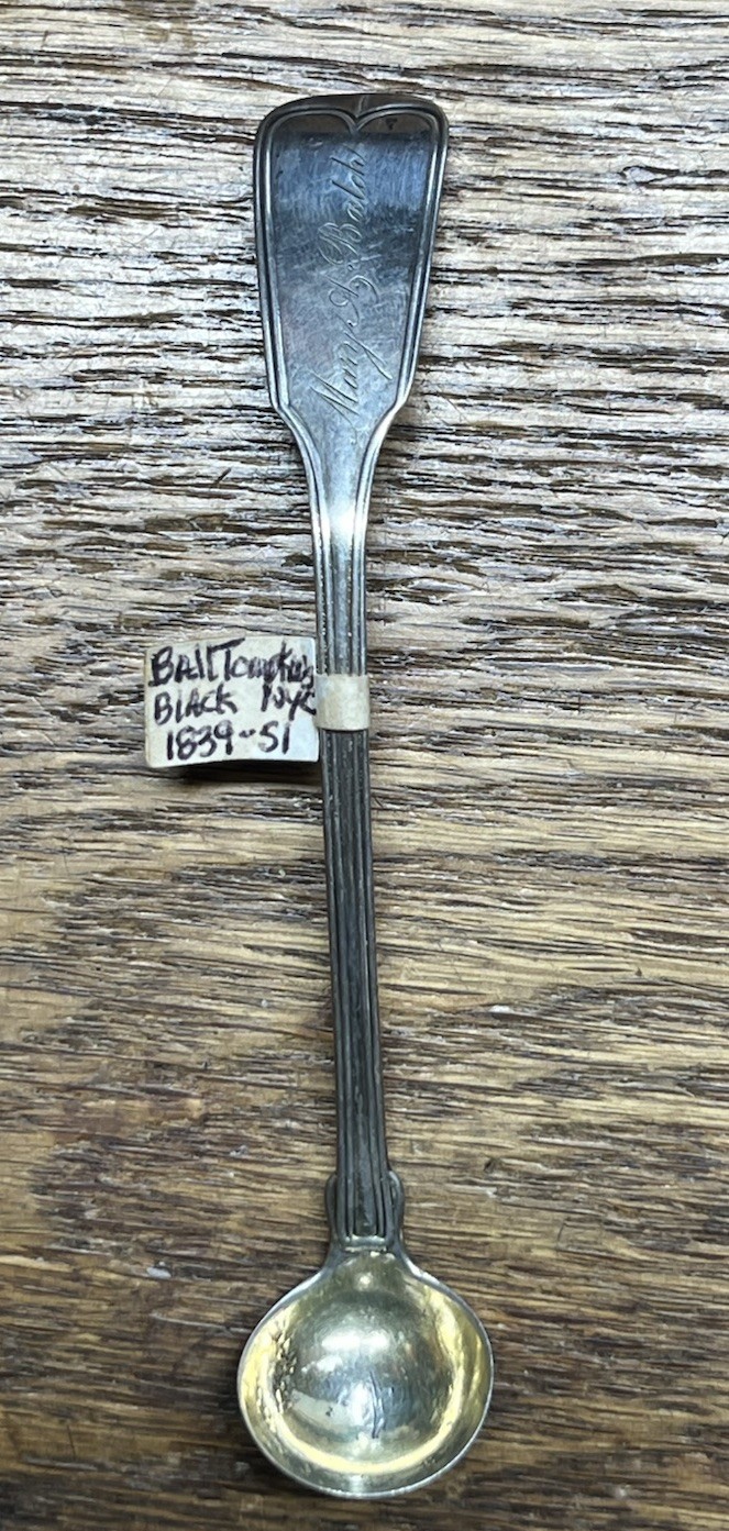 American Coin Silver Fiddle Thread Mustard Ladle  Ball Tompkins Black NYC Mono