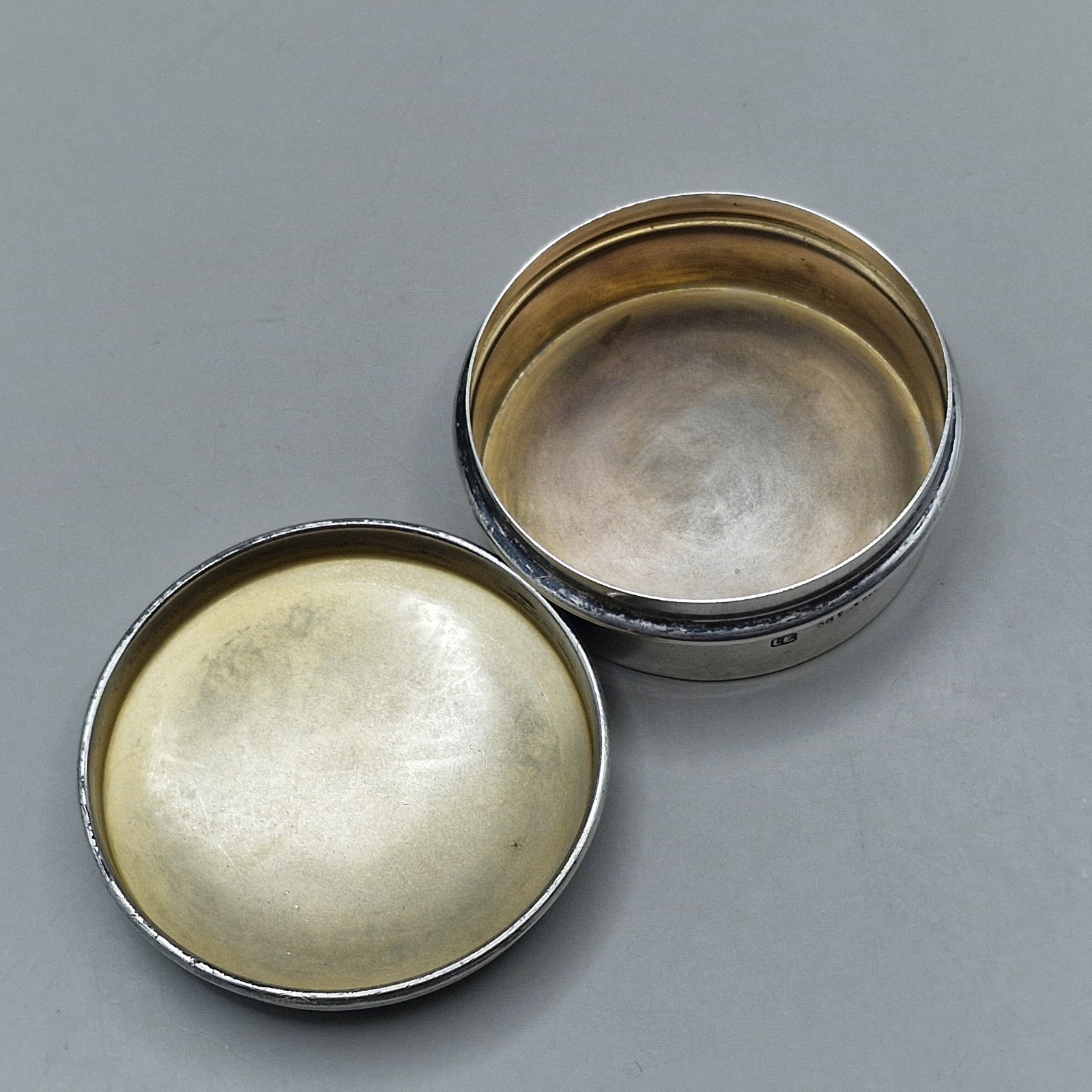 Antique Sterling Silver & Guilloché Enamel Circular Box by Lawrence Emanuel 1919