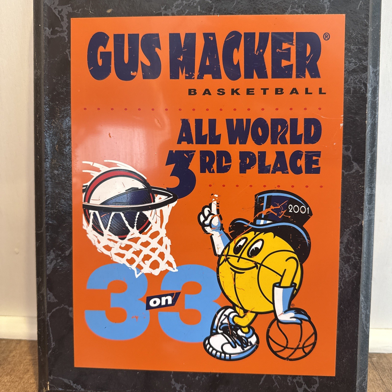GUS MACKER BASKETBALL 2001 ALL WORLD PLAQUE 3rd PLACE 3 On 3