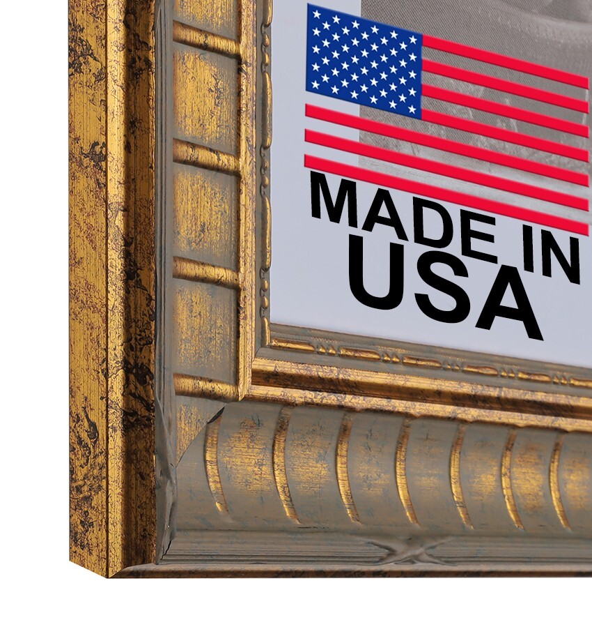 Custom Matted Picture Poster Frame & Mat 3" Gold French Ornat 1946 16x20 24x36