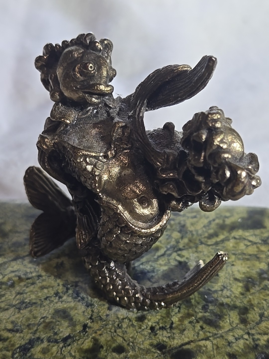 LOOK RARE Antique Art Nouveau Ornate Bronze Figures 2 SIRENS/MERMAIDS Entwined