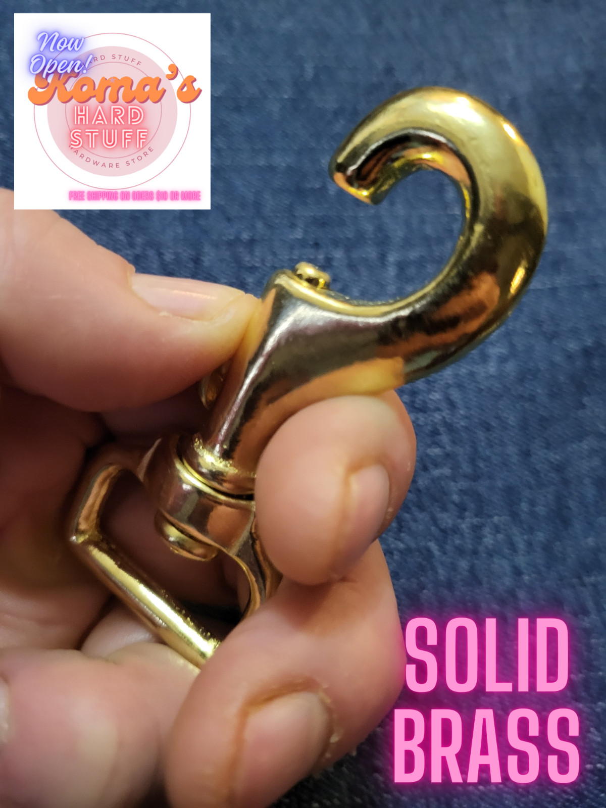 3" solid brass swivel snap hook 1" square hole bolt action, clasp clip 10 count