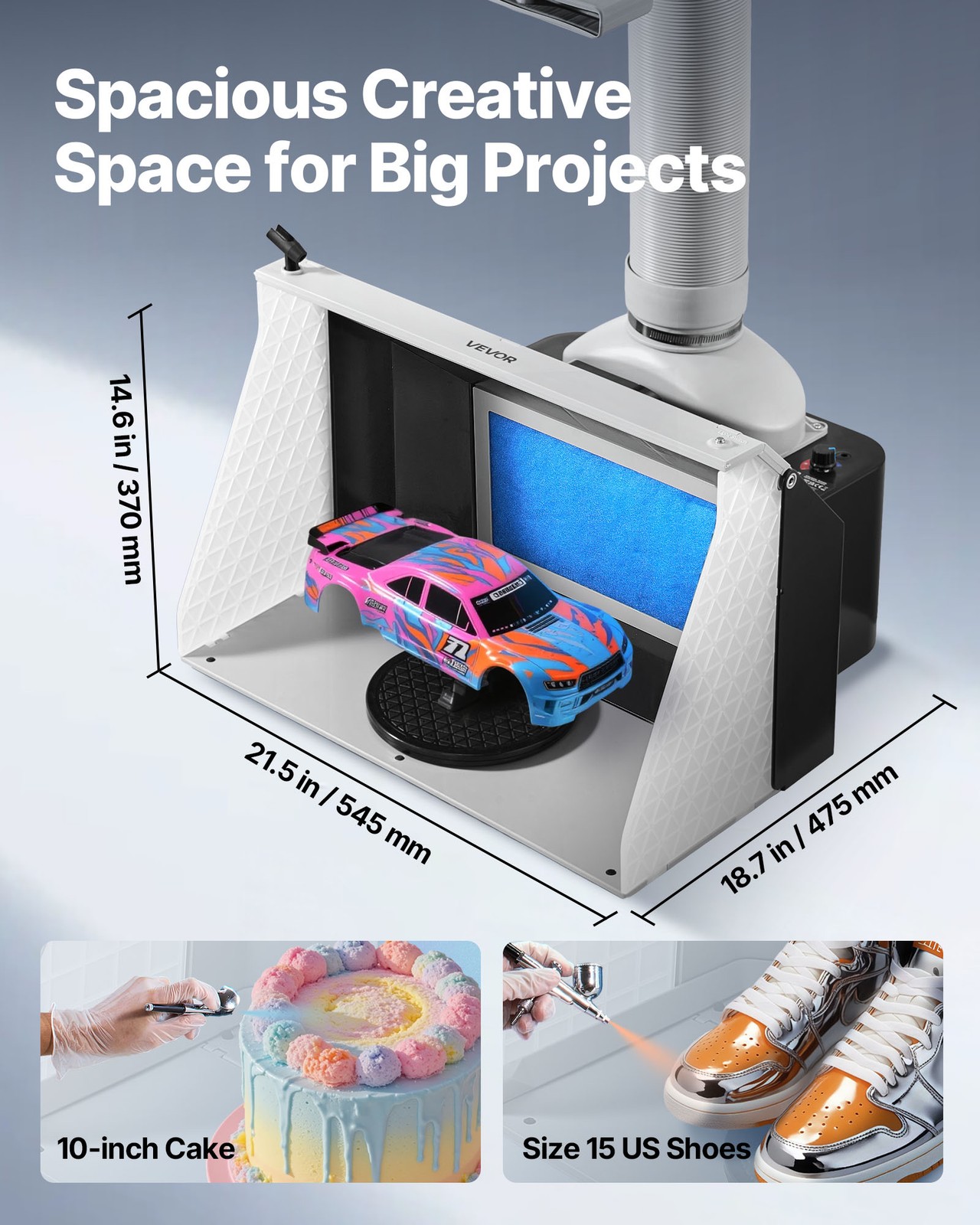 VEVOR Airbrush Spray Booth Hobby Paint Spray Booth with Dual Fans 3 LED Lights