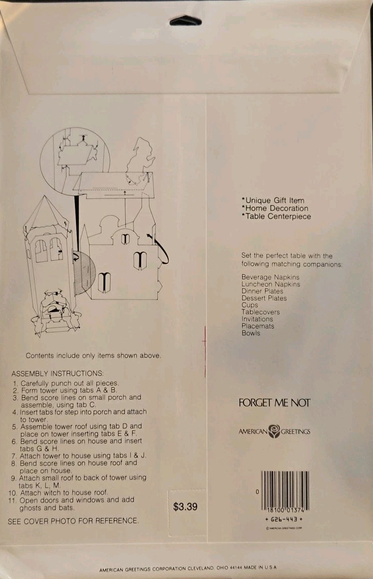 New Old Stock Vintage Halloween Haunted House Paper Decoration 14” Centerpiece