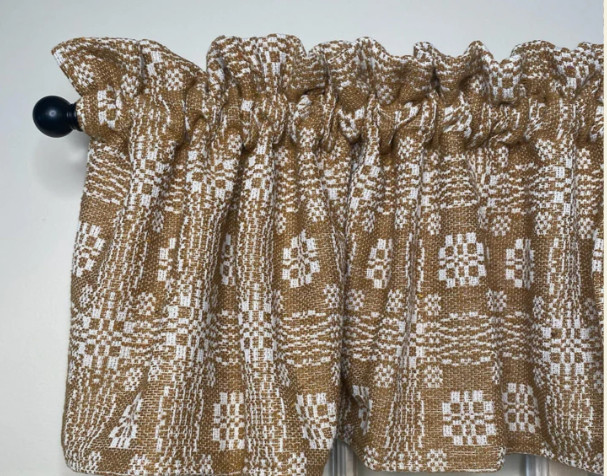 New Primitive WOVEN CREAM MUSTARD VALANCE Coverlet Curtain Topper