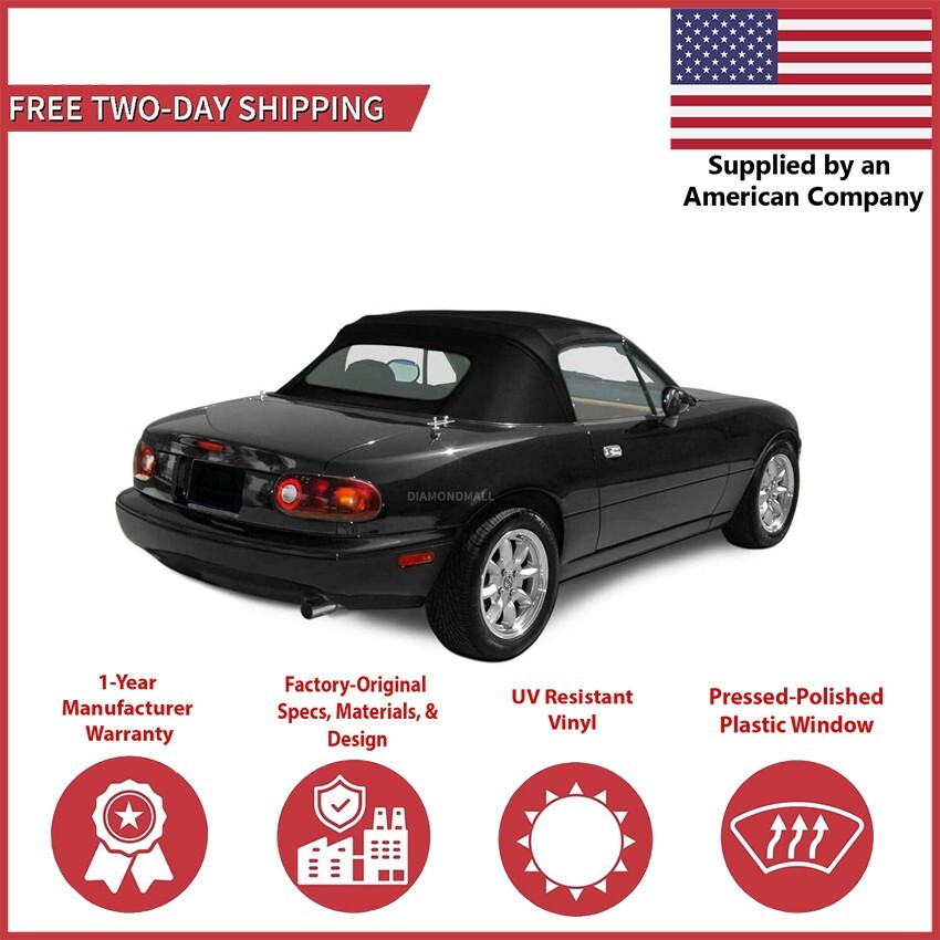 Convertible Soft Top for 1990-2005 Mazda Miata w/DOT Plastic Window Cabrio Vinyl