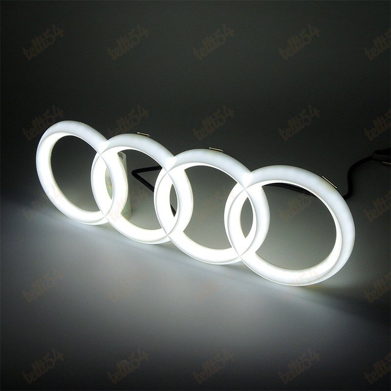 Chrome For Audi Grille Front Hood A1 A3 A4 A5 A6 A7 Q3 Q5 Q7 LED Emblem White