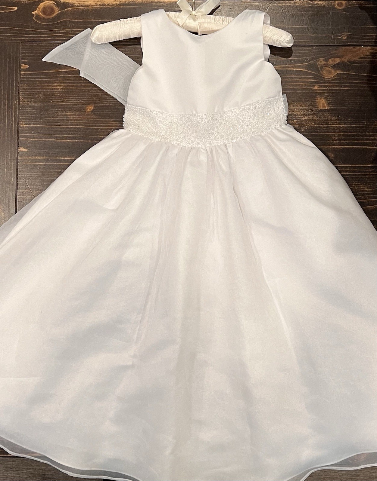 White Communion/Flower Girl Father/daughter Dance Dress Size 8 By Us Angels
