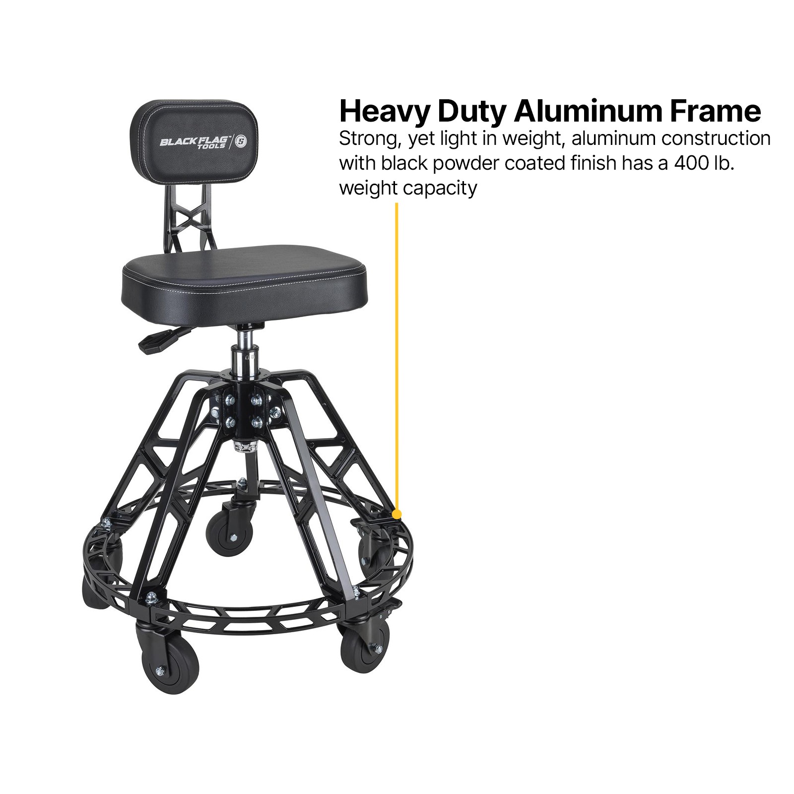 Black Flag™ Adjustable Height High Back Rolling Shop Chair
