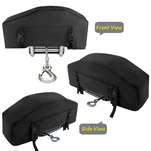BLIRITEL Waterproof Winch Cover, Heavy Duty UV-resistant Winch Protective Black