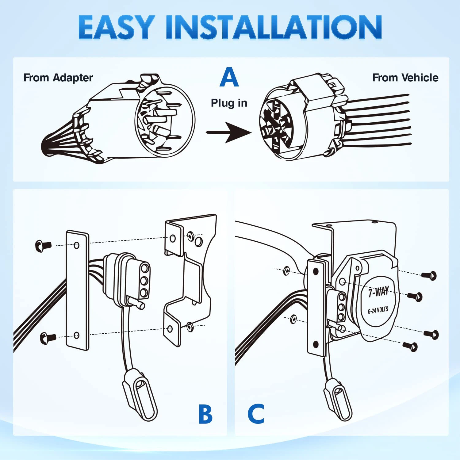 For Chevy Silverado 1500 2500 7 Way Trailer Wiring Harness 4 Way Flat Plug Kit